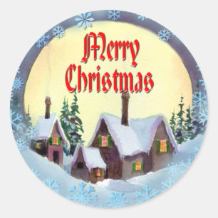 PEGATINA REDONDA GRAN MOON MERRY NAVIDAD DE SHARON SHARPE