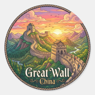 Pegatina Redonda Gran Muralla China