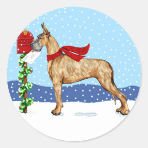 Pegatina Redonda Gran Navidad de daneses Mail Brindle