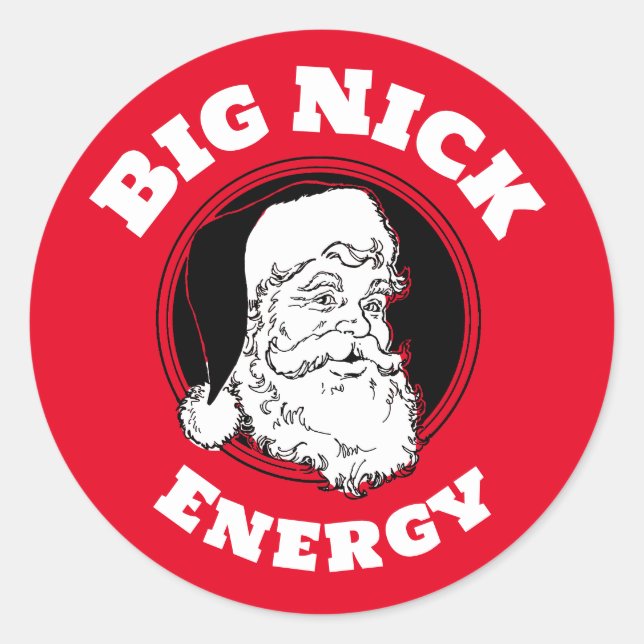 Pegatina Redonda Gran Nick Energy Curioso Santa Claus (Anverso)