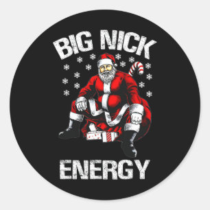 Pegatina Redonda Gran Nick Energy Funny Santa Navidades 1