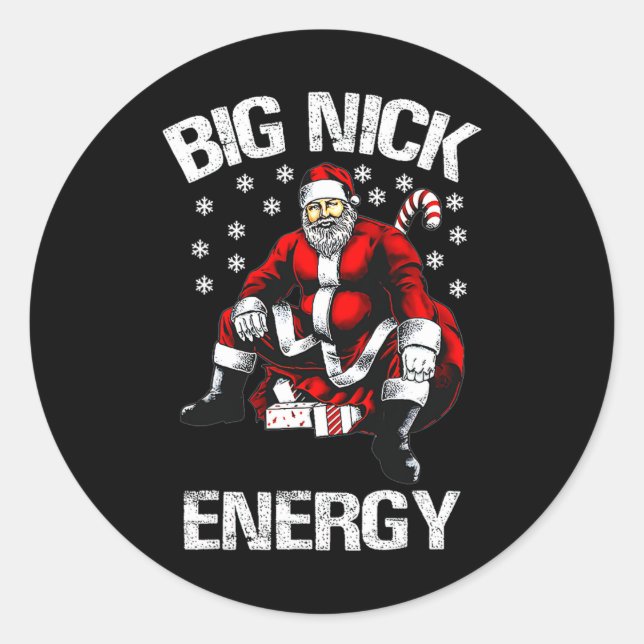 Pegatina Redonda Gran Nick Energy Funny Santa Navidades 1 (Anverso)