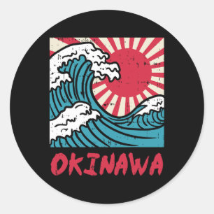 Pegatina Redonda Gran ola de Okinawa Kanigawa Marcial japonés
