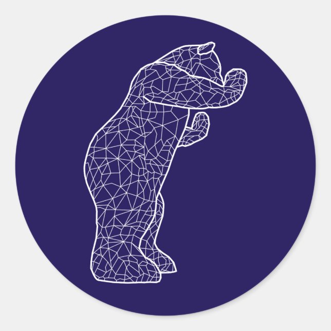 Pegatina Redonda gran oso azul (Anverso)