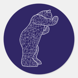 Pegatina Redonda gran oso azul