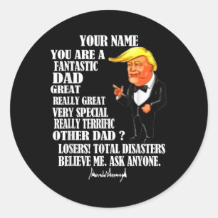 Pegatina Redonda Gran papá gracioso Donald Trump Padres Día Regalo 