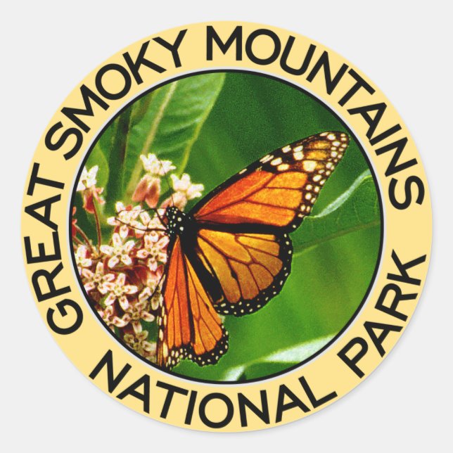 Pegatina Redonda Gran Parque Nacional de Montañas Smoky (Anverso)