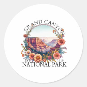 Pegatina Redonda Gran Parque Nacional del Cañón Floral Senderismo C