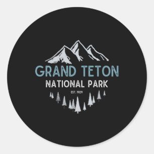 Pegatina Redonda Gran Parque Nacional del Gran Tetón Est 1929