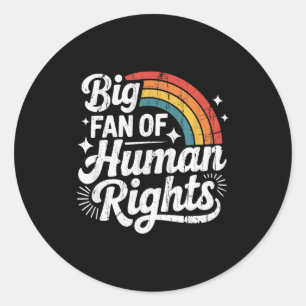 Pegatina Redonda Gran partidario de los derechos humanos, la justic