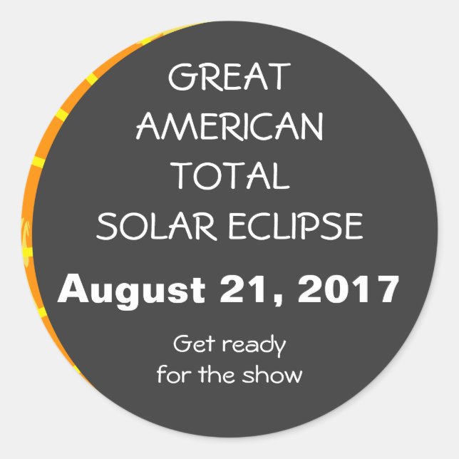 Pegatina Redonda Gran personalizable estadounidense de eclipse sola (Anverso)