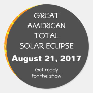 Pegatina Redonda Gran personalizable estadounidense de eclipse sola