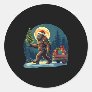 Pegatina Redonda Gran pie Santa Hat Árbol de Navidad Encender Navid