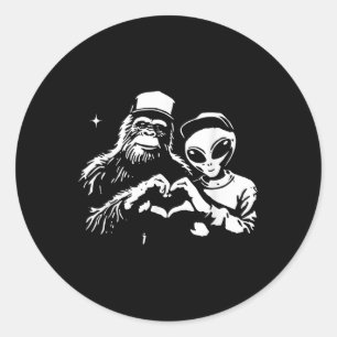 Pegatina Redonda Gran pie y ajeno corazón manos Funny Valentines Bi