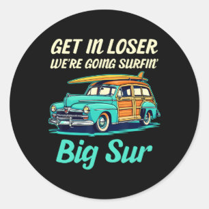 Pegatina Redonda Gran Playa Sur Surf California Chica Mujeres Hombr