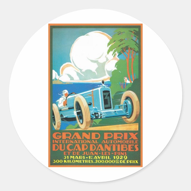 Pegatina Redonda Gran Premio de Automóvil (Anverso)