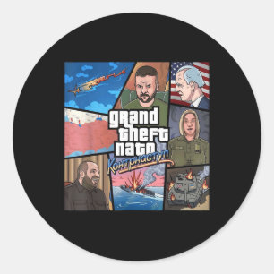 Pegatina Redonda Gran robo de la OTAN Ucrania contra la ofensiva gu