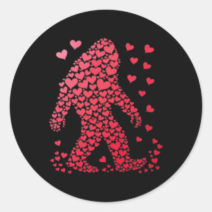 Pegatina Redonda Gran Silueta De Bigfoot Lindo Corazón San Valentín