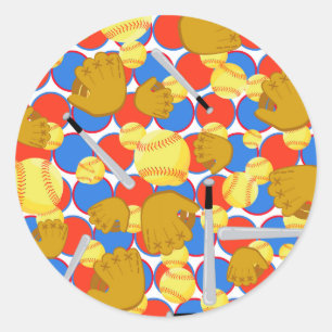 Pegatina Redonda Gran Softball