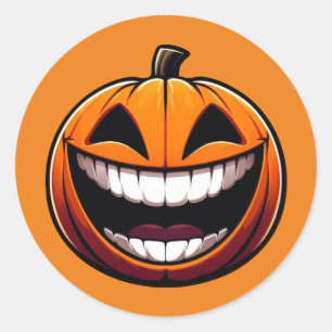 Pegatina Redonda Gran sonrisa Jack O Lantern - Halloween Octubre