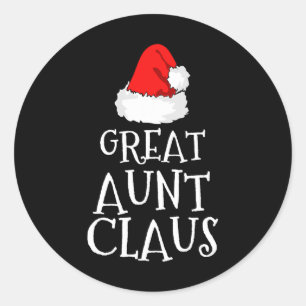 Pegatina Redonda Gran tía Claus Navidades Familia Pajama de Santa M