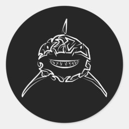 Pegatina Redonda Gran tiburón blanco y negro tribal