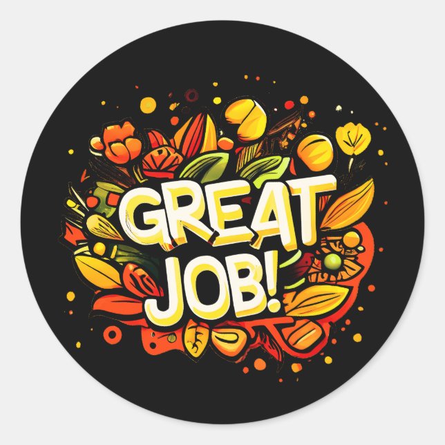 Pegatina Redonda Gran trabajo (Anverso)