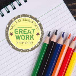 Pegatina Redonda Gran Trabajo | Profesores Personalizados