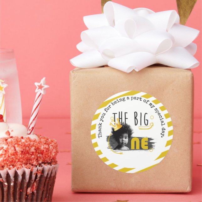 Pegatina Redonda GRAN UN Bebé Niño Cumpleaños Gracias