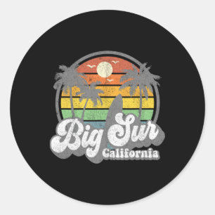 Pegatina Redonda Gran vacaciones de playa en Big Sur California Sur