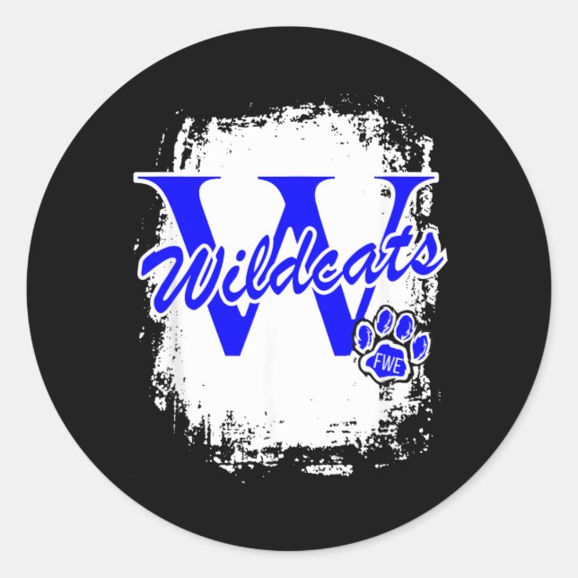Pegatina Redonda Gran W en Wildcats (Anverso)
