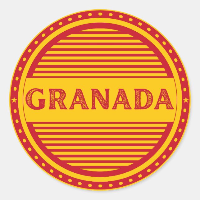 Pegatina Redonda Granada City Pride Emblem – Spanish Identity (Anverso)