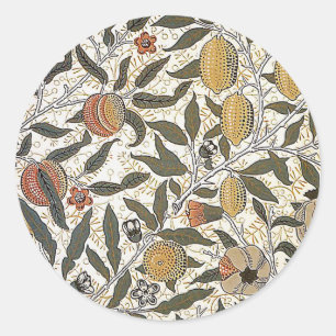 Pegatina Redonda Granada de William Morris del vintage