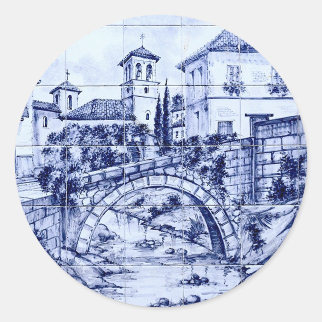 Pegatina Redonda Granada, España (Anverso)