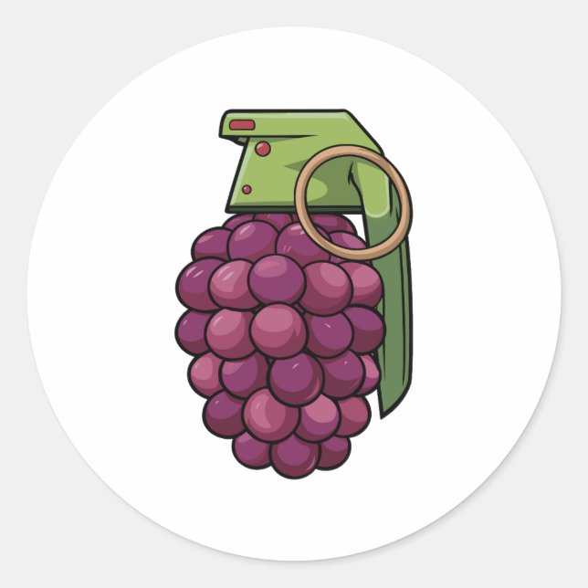 Pegatina Redonda Granada hecha de uvas (Anverso)