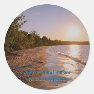 Pegatina Redonda Grand Island Sunset