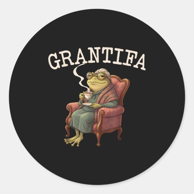 Pegatina Redonda Grand Tifa Frog Funny Graphic Men Women  (Anverso)