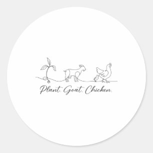Pegatina Redonda Grande Animales Granjero Cabra Gallina Planta Seño