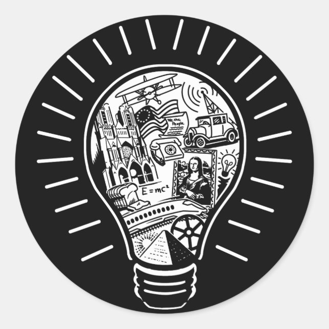 Pegatina Redonda Grandes ideas (Anverso)