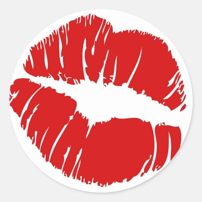 Pegatina Redonda Grandes labios besan labios gigantescos boca de be (Anverso)