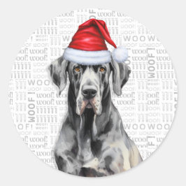 Pegatina Redonda Grandes Navidades de Arte de Dane y Woof Word