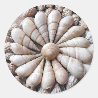 Pegatina Redonda Grandes Pegatinas Artísticos de conchas marinas re