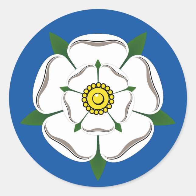 Pegatina Redonda Grandes Pegatinas de Yorkshire White Rose (Anverso)