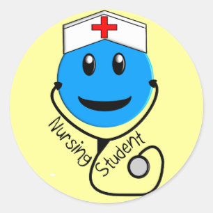 Pegatina Redonda Grandes regalos azules de los estudiantes de enfer