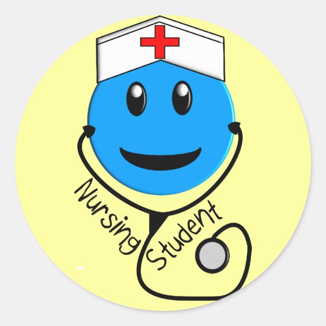 Pegatina Redonda Grandes regalos azules de los estudiantes de enfer (Anverso)