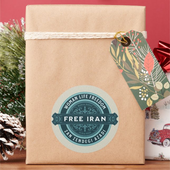 Pegatina Redonda Grandes regalos de Navidades iraníes a universitar (Vacaciones)