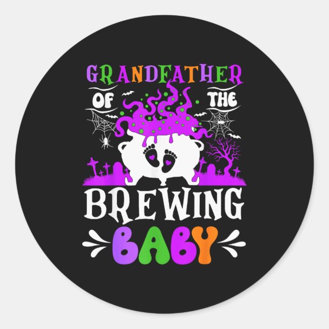 Pegatina Redonda Grandfather Of The Brewing Baby Grandpa To Be Hall (Anverso)