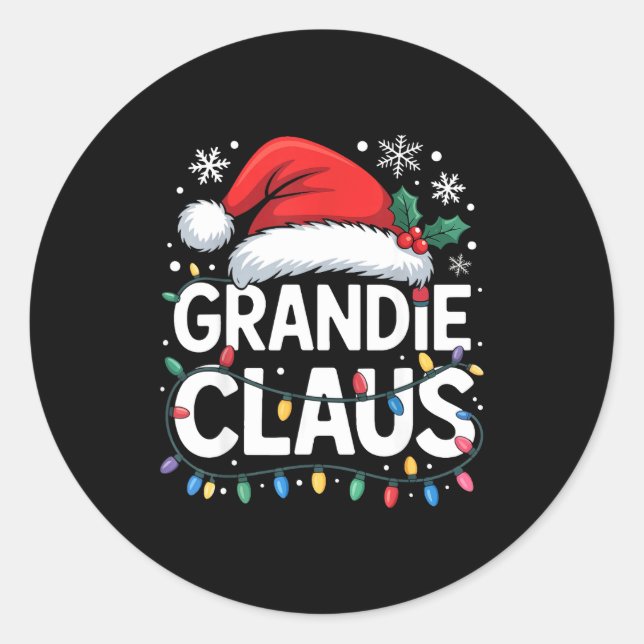 Pegatina Redonda Grandie Claus Matching Family Christmas Holiday Pa (Anverso)