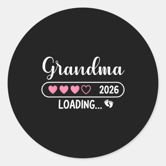 Pegatina Redonda Grandma 2026 Loading New Grandma Est 2026  (Anverso)