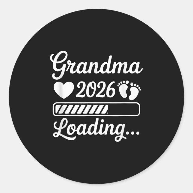 Pegatina Redonda Grandma 2026 Loading Pregnancy Announcement New Gr (Anverso)